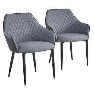 Lot De 2 Fauteuils Design "zoa" 88cm Gris et Noir