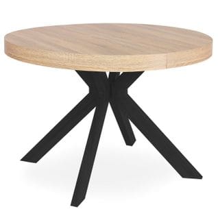 Table Ronde Extensible "zefane" 160-260cm Noir et Chêne
