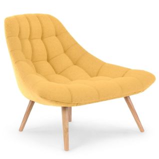 Fauteuil Scandinave En Tissu "johan" 102cm Jaune