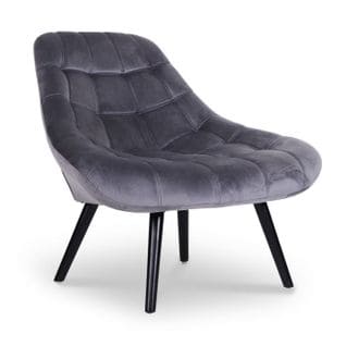 Fauteuil Scandinave En Velours "johan" 102cm Gris