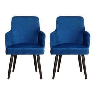 Lot De 2 Fauteuils En Velours "gitega" 84cm Bleu