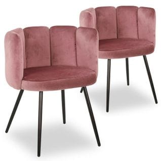 Lot De 2 Chaises Design Velours "agal" 75cm Rose