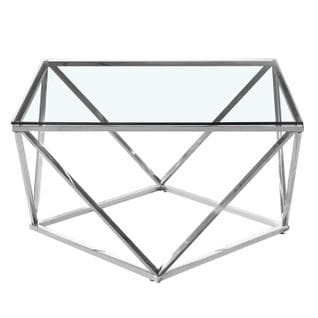 Table Basse Design En Verre "lora" 80cm Argent