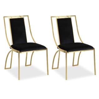 Lot De 2 Chaises En Velours "lopin" 90cm Noir