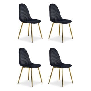 Lot De 4 Chaises En Velours "waynor" 87cm Noir