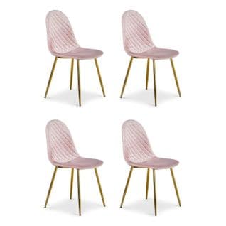 Lot De 4 Chaises En Velours "waynor" 87cm Rose