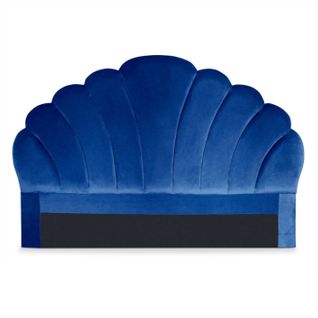 Tête De Lit En Velours "shelly" 160cm Bleu