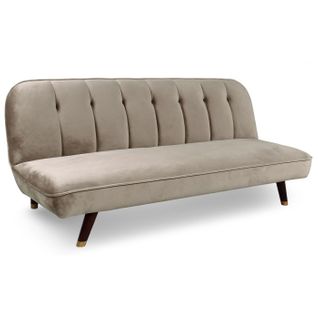 Canapé Convertible En Velours "seattle" 180cm Taupe