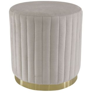 Pouf Rond En Velours Design "leytu" 43cm Taupe