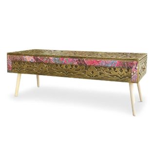 Banc 2 Tiroirs "jodipa" 140cm Bronze Et Multicolore