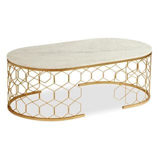 Table Basse Design En Marbre "mayano" 110cm Or