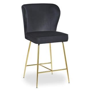 Chaise De Bar Velours Design "elsa" 100cm Noir