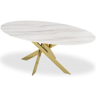 Table De Repas Design "octavo" 180cm Blanc et Or