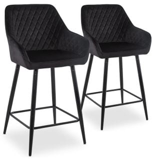 Lot De 2 Chaises De Bar Velours "onika" 105cm Noir