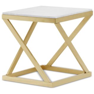 Table D'appoint Design "palamo" 57cm Or Et Blanc