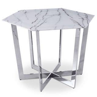 Table De Repas Design "dizazi" 120cm Blanc et Argent