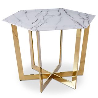 Table De Repas Design "dizazi" 120cm Blanc et Or
