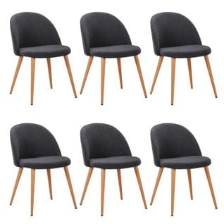 Lot De 6 Chaises Scandinaves Tissu "morro" 78cm Gris Foncé