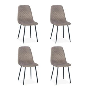 Lot De 4 Chaises En Velours "matelassées" 88cm Taupe