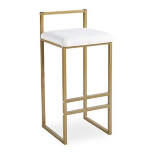 Tabouret De Bar Bouclette "dakota" 80cm Crème et Or