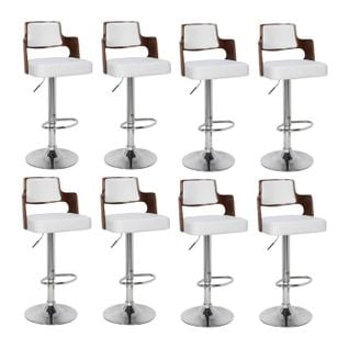 Lot De 8 Chaises De Bar "paddington" 110cm Noisette et Blanc