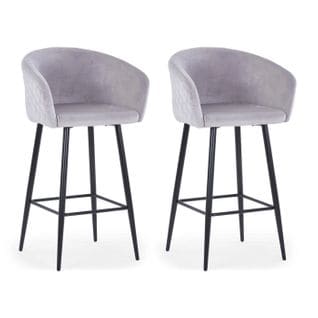 Lot De 2 Tabourets De Bar En Velours "kandi" 106cm Argent