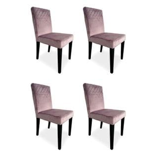 Lot De 4 Chaises Velours "pipam" 82cm Rose