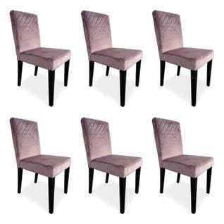 Lot De 6 Chaises Velours "pipam" 82cm Rose