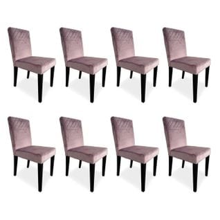 Lot De 8 Chaises Velours "pipam" 82cm Rose