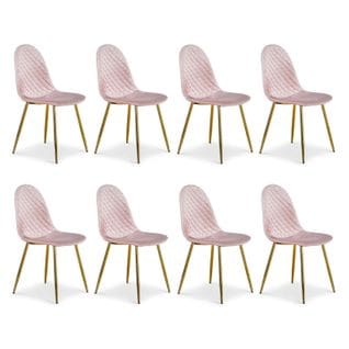 Lot De 8 Chaises En Velours "waynor" 88cm Rose