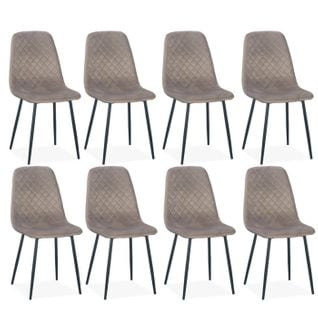 Lot De 8 Chaises En Velours "matelassées" 88cm Taupe