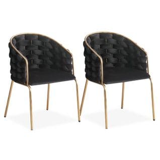 Lot De 2 Chaises Design "elvire" 79cm Noir et Or