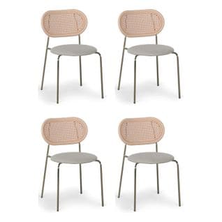 Lot De 4 Chaises Empilables Tissu "kane" 84cm Beige