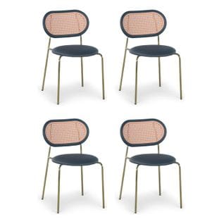 Lot De 4 Chaises Empilables Velours "kane" 84cm Noir