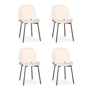 Lot De 4 Chaises Design Bouclette "vincent" 80cm Crème