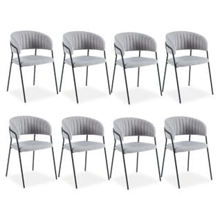 Lot De 8 Chaises En Bouclette "batora" 79cm Gris et Noir