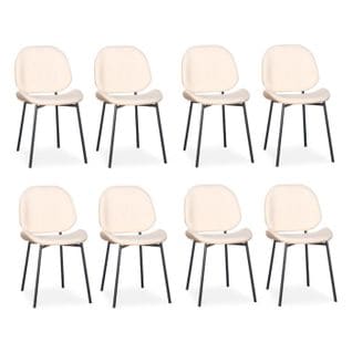 Lot De 8 Chaises Design Bouclette "vincent" 80cm Crème