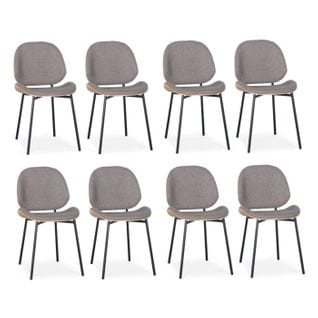 Lot De 8 Chaises Design Bouclette "vincent" 80cm Gris