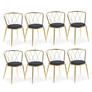 Lot De 8 Chaises Design Velours "demoka" 74cm Noir