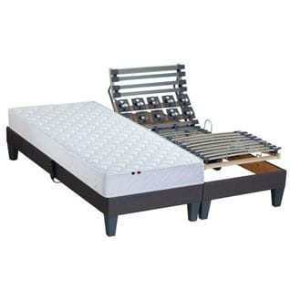 Lit Electrique Matelas Mousse Accueil Latex + Sommier Electrique 2x90x200 Latte Et Plot