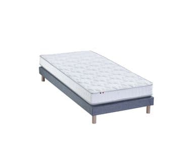 Ensemble Matelas Mousse Haute Resilience Accueil Latex 3 Zones Essence +sommier 90x190 Bleu Denim