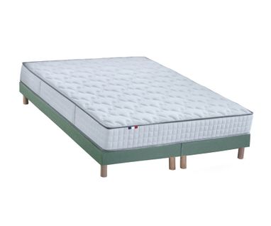 Ensemble Matelas Ressorts Cosmos + Sommier 2x80x200 Sommier Vert Celadon