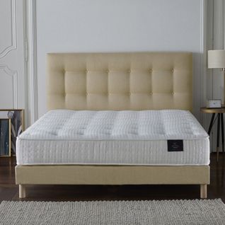 Ensemble Pulsar Tête De Lit Capitonnee Matelas Ressorts Ensaches Memoire De Forme Jaune 160x200cm