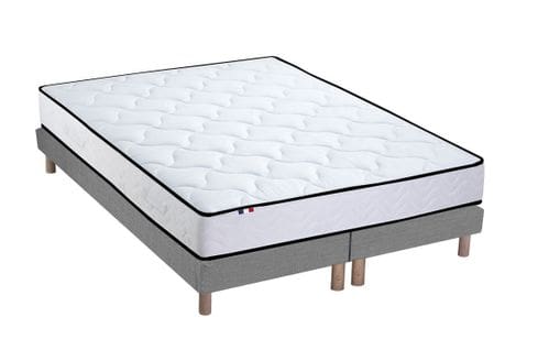 Ensemble Matelas Ressorts Eloise 160x200 cm Accueil Mémoire De Forme + Sommier  Gris Chiné