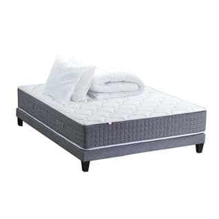 Ensemble Matelas Ressort 7 Zones H30cm + Sommier + Couette + Oreillers Max 140 X 190 Cm