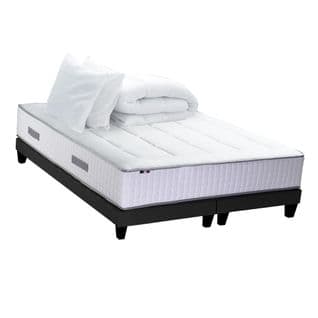 Ensemble Matelas Ressort 7 Zones + Sommier + Oreiller + Couette 180x200