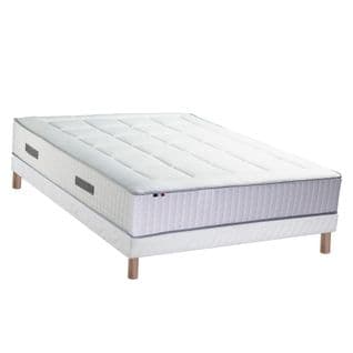 Ensemble Matelas Ressort 7 Zones + Mémoire De Forme + Sommier Bellagio 2 140 X 190 Cm Blanc