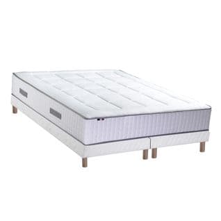 Ensemble Matelas Ressort 7 Zones + Mémoire De Forme + Sommier Bellagio 2 2x80 X 200 Cm Blanc