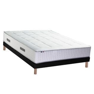 Ensemble Matelas Ressort 7 Zones + Mémoire De Forme + Sommier Bellagio 2 140 X 190 Cm Noir