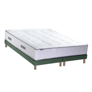 Ensemble Matelas Ressort 7 Zones + Mémoire De Forme + Sommier Bellagio 160x200 Vert